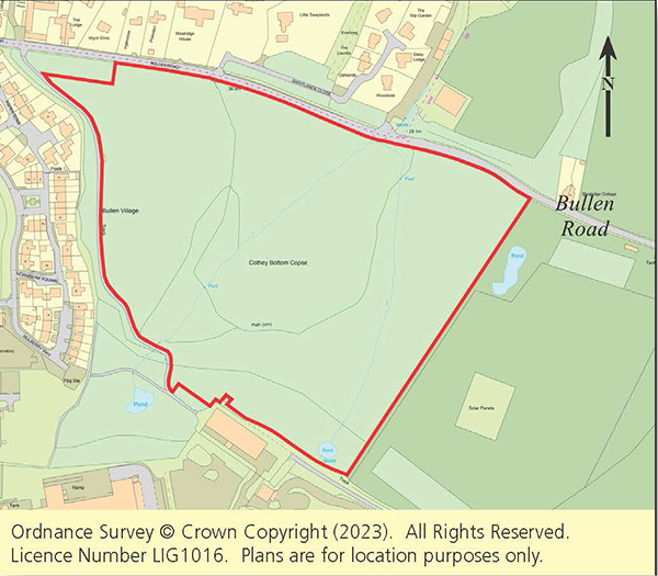 Lot: 113 - OVER TWENTY-ONE ACRES OF FREEHOLD WOODLAND - Plan showing boundary and location